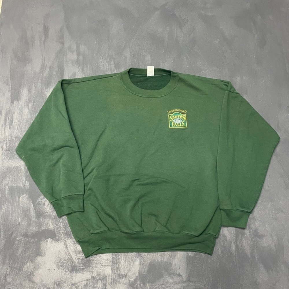 Vintage Sensational Smiths Falls Sweatshirt XL Green 90s Embroidered
